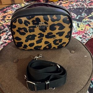 Coach Leopard Print Crossbody Bag in Tan and Black